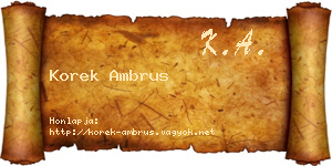 Korek Ambrus névjegykártya